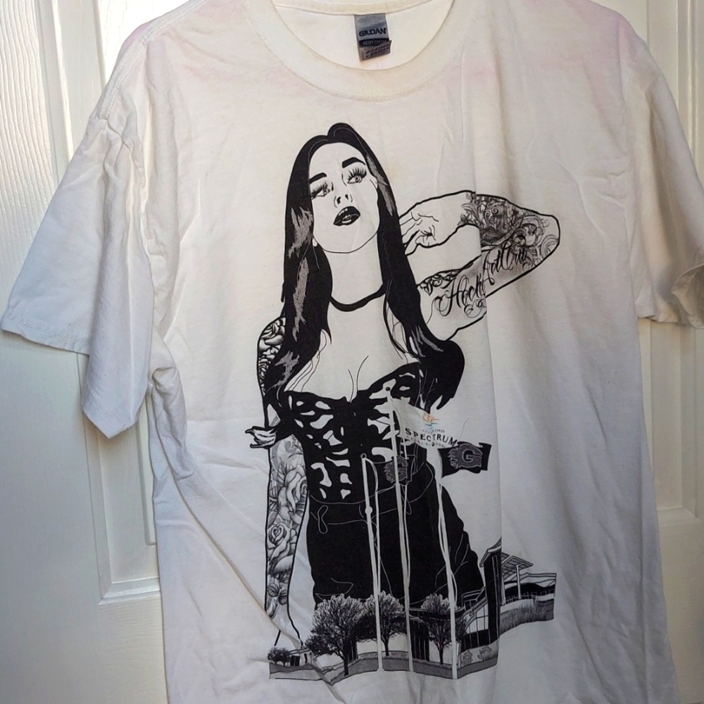 White tshirt hockey girl